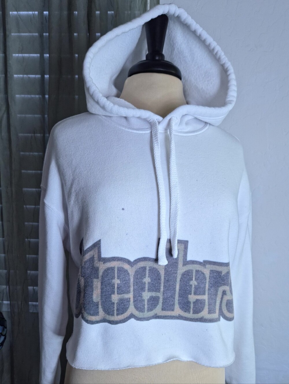 Y2K Vibes White Pittsburgh Steelers Cropped Graphic Hoodie Sweatshirt #0438